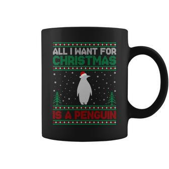 All I Want For Xmas Is A Penguin Ugly Christmas Sweater Coffee Mug | Mazezy