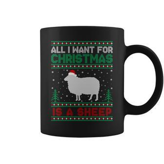 All I Want For Xmas Is A Sheep Ugly Christmas Sweater Coffee Mug | Mazezy