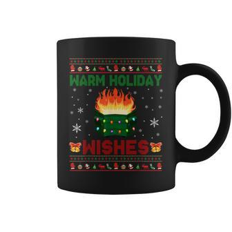 Warm Holiday Wishes Christmas Lights Sweater Dumpster Fire Coffee Mug - Thegiftio UK