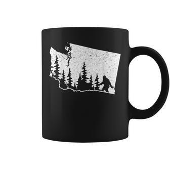 Washington Bigfoot Sasquatch & Trees Silhouette State Pride Coffee Mug | Mazezy
