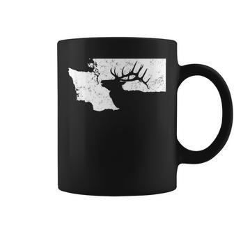 Washington Elk Hunting T Bull Elk State Shape Coffee Mug | Mazezy