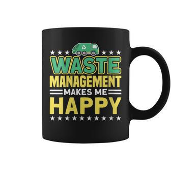 Waste Management Makes Me Happy Garbage Truck Coffee Mug | Mazezy