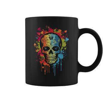 Watercolor Skull Graphic Color Skull Halloween Coffee Mug - Seseable