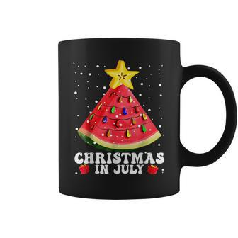 Watermelon Christmas Tree Christmas In July Summer Vacation Vacation Funny Gifts Coffee Mug | Mazezy