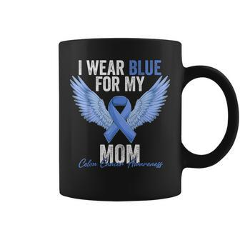 I Wear Blue For My Mom Colorectal Colon Cancer Awareness Coffee Mug - Monsterry