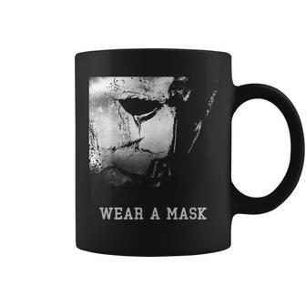 Wear A Mask A Halloween Horror Mask Halloween Coffee Mug | Mazezy