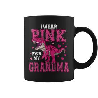 I Wear Pink For My Grandma Dinosaur Breast Cancer Awareness Coffee Mug - Seseable