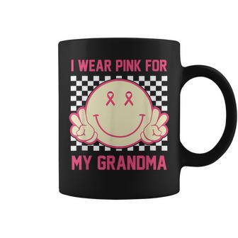 I Wear Pink For My Grandma Smile Face Breast Cancer Month Coffee Mug - Seseable