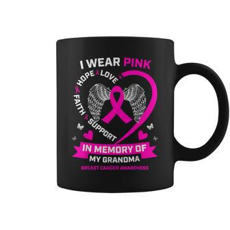 I Wear Pink In Memory Of My Grandma Breast Cancer Awareness Coffee Mug - Seseable