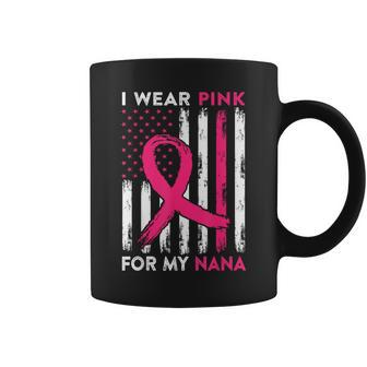 I Wear Pink For My Nana Usa Flag Breast Cancer Awareness Coffee Mug | Mazezy