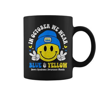 We Wear Yellow Blue Smile Face For Down Syndrome Awareness Coffee Mug | Mazezy
