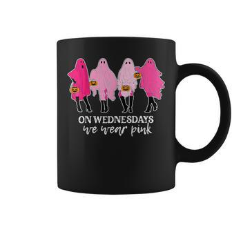 On Wednesday We Were Pink Ghost Breast Cancer Halloween Coffee Mug - Thegiftio UK