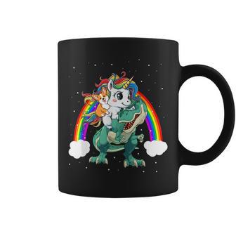 Welsh Corgi Dog Unicorn Riding Dinosaur T-Rex Christmas Cute Coffee Mug | Mazezy