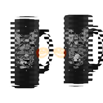 Welsh Corgi Wearing Pumpkin Sunglasses | Halloween Corgi Coffee Mug | Mazezy