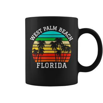 West Palm Beach Florida Retro Sunset Palm Trees Coffee Mug | Mazezy