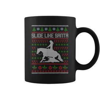 Western Rider Sliding Stop Ugly Christmas Sweater Coffee Mug - Seseable