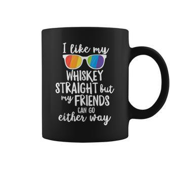 Whiskey Straight Friends Can Go Either Way Lgbt Pride March Coffee Mug | Mazezy