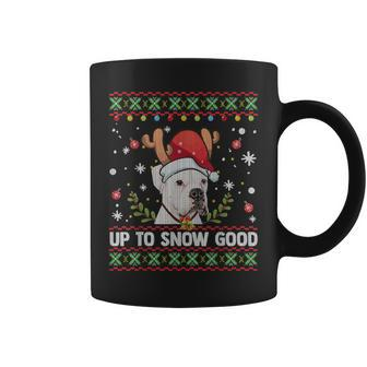 White Boxer Dog Reindeer Christmas Ugly Sweater Coffee Mug | Mazezy
