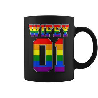 Wife 1 Wife 2 Lgbt Pride Month Lesbian Gay Couple Wedding Coffee Mug | Mazezy