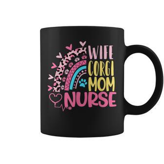 Wife Corgi Mom Nurse Mothers Day Nurses Day Leopard Rainbow Coffee Mug | Mazezy