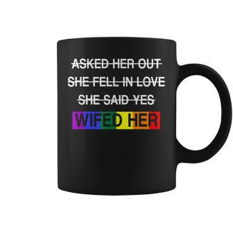 Wifed Her Lgbtq Romantic Lesbian Couples Wedding Day Coffee Mug | Mazezy CA