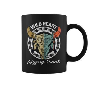 Wild Heart Gypsy Soul  Boho Cow Skull Bohemian Art Coffee Mug