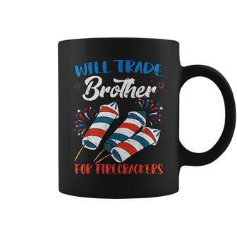 Will Trade Brother For Firecrackers 4Th Of July Boys Kids Coffee Mug | Mazezy