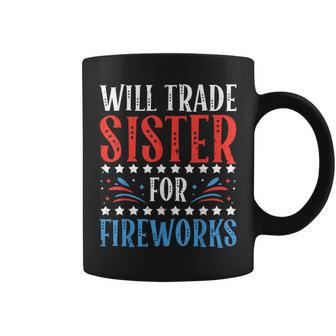 Will Trade Sister For Fireworks 4Th Of July Feminist Coffee Mug | Mazezy