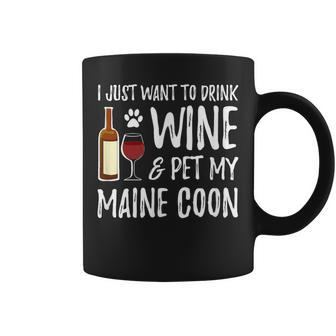 Wine And Maine Coon Cat Mom Or Cat Dad Idea Coffee Mug - Seseable