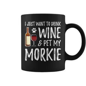Wine And Morkie Dog Mom Or Dog Dad Idea Coffee Mug - Seseable