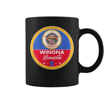 Winona Minnesota Mn State Flag Badge Coffee Mug | Mazezy