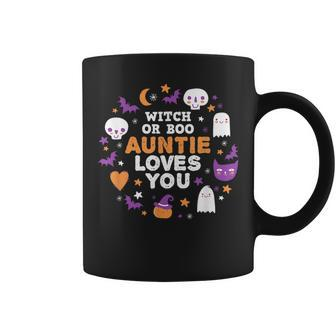 Witch Or Boo Auntie Loves You Halloween Reveal Halloween Coffee Mug | Mazezy