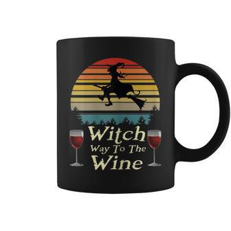 Witch Way To The Wine Halloween Wine Lover Vintage Funny Gift For Womens Coffee Mug | Mazezy