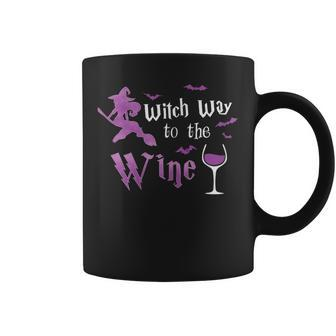 Witch Way To The Wine Halloween Witch Drinking Costume Coffee Mug - Monsterry CA