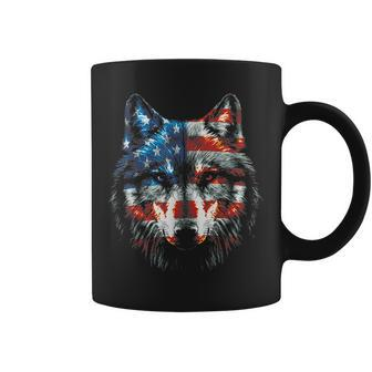 Wolf American Flag Usa 4Th Of July Patriotic Wolf Lover Patriotic Funny Gifts Coffee Mug | Mazezy