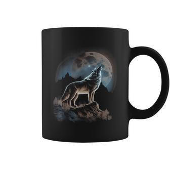 Wolf Lookout Moon Mountain Graphic For Men Women Boys Girls Gifts For Wolf Lovers Funny Gifts Coffee Mug | Mazezy