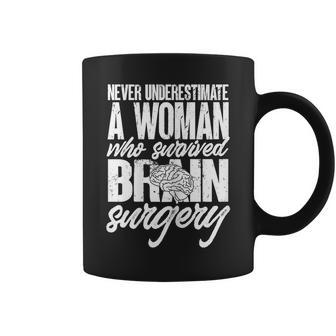 Woman Survived Brain Surgery Funny Brain Surgery Survivor Coffee Mug - Monsterry CA