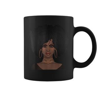 Womens Black Woman Natural Afro Hair Graphic Gift For Women Coffee Mug | Mazezy