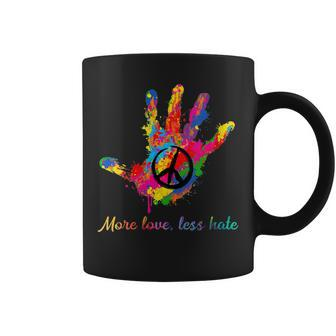 Womens Hand Print Hippie Peace Sign More Love Less Hate Coffee Mug - Thegiftio UK