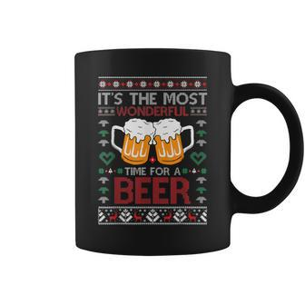 Wonderful Time For A Beer Ugly Christmas Sweaters Coffee Mug - Seseable