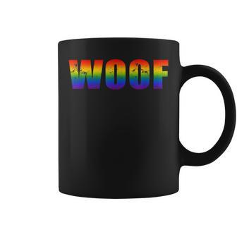 Woof Rainbow Flag - Gay Bear Pride Coffee Mug | Mazezy