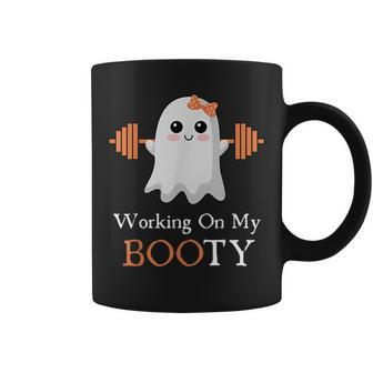 Working On My Booty Boo-Ty Halloween Gym Ghost Pun Coffee Mug - Seseable