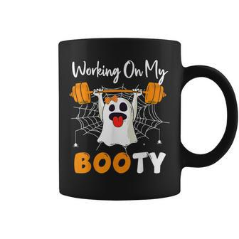 Working On My Booty Ghost Boo Gym Spooky Halloween Coffee Mug - Seseable