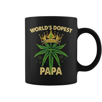 Worlds Dopest Papa Cannabis 420 Fathers Day Weed Dad Coffee Mug - Seseable