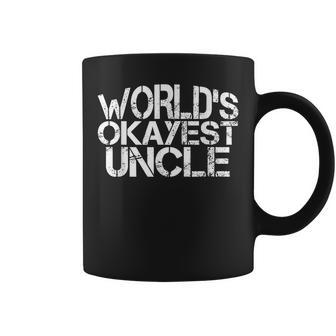 Worlds Okayest Uncle Fathers Day Papa Grandpa Coffee Mug | Mazezy