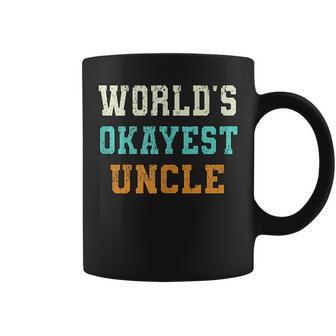 Worlds Okayest Uncle Funny Joke Distressed Coffee Mug | Mazezy