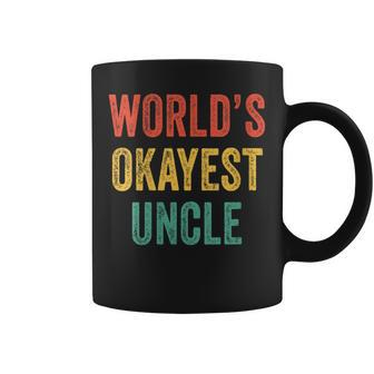 Worlds Okayest Uncle Funny Sibling Brother Vintage Retro Coffee Mug | Mazezy AU