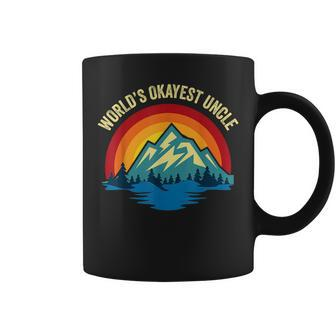 Worlds Okayest Uncle - Funny Uncle Gift Retro Vintage Coffee Mug | Mazezy