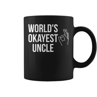 Worlds Okayest Uncle Gag Gift Coffee Mug | Mazezy