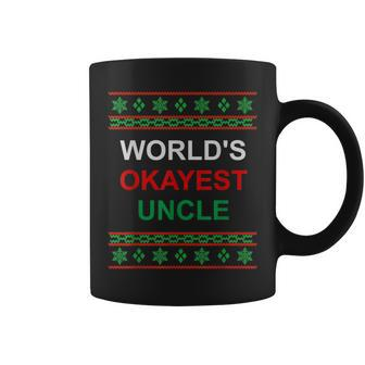 Worlds Okayest Uncle Ugly Christmas Sweater Coffee Mug | Mazezy